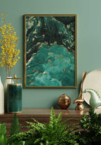 Poster Texture green gold in golden frame