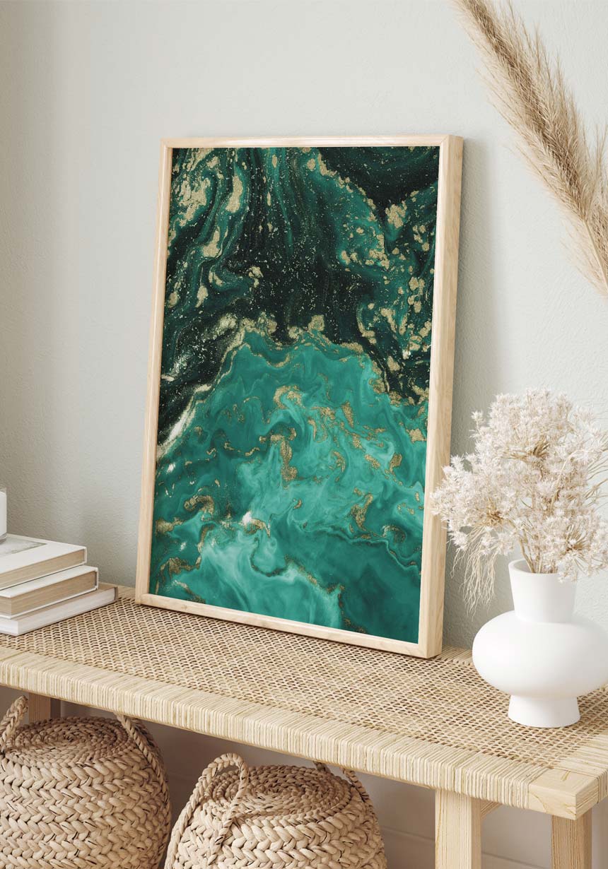 Poster Texture green gold for home