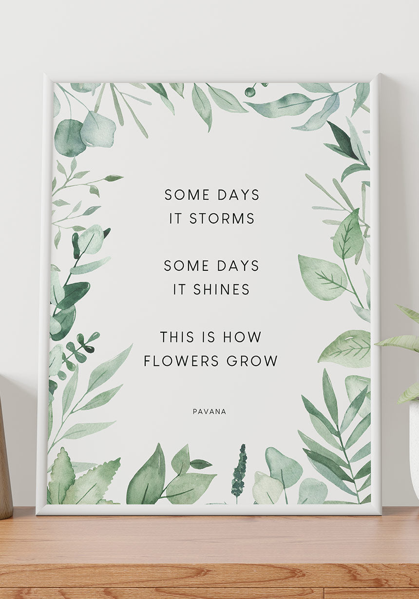 Poster this is how flower grow in white frame
