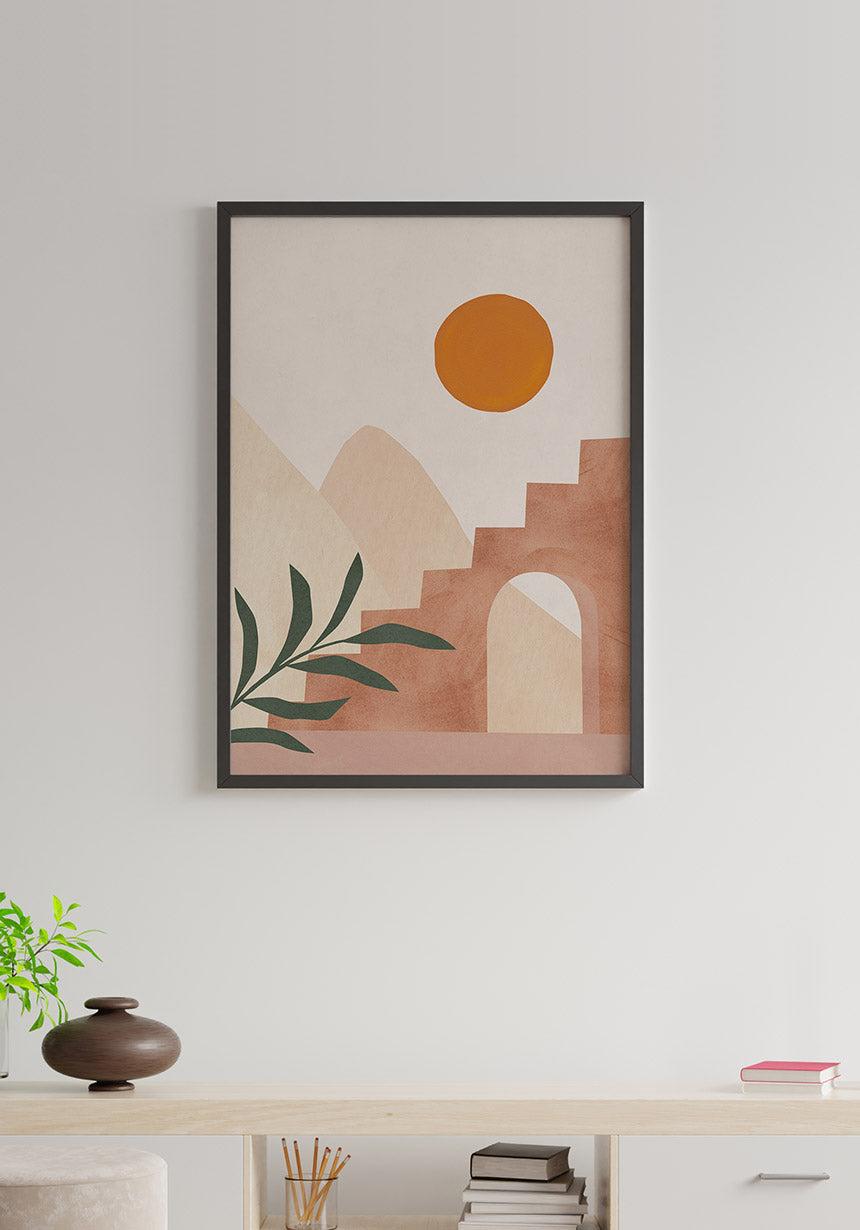 Poster Stairs Dunes Luna e sole in black frame