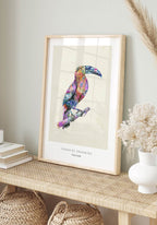 Poster Illustration Tukan in wooden frame