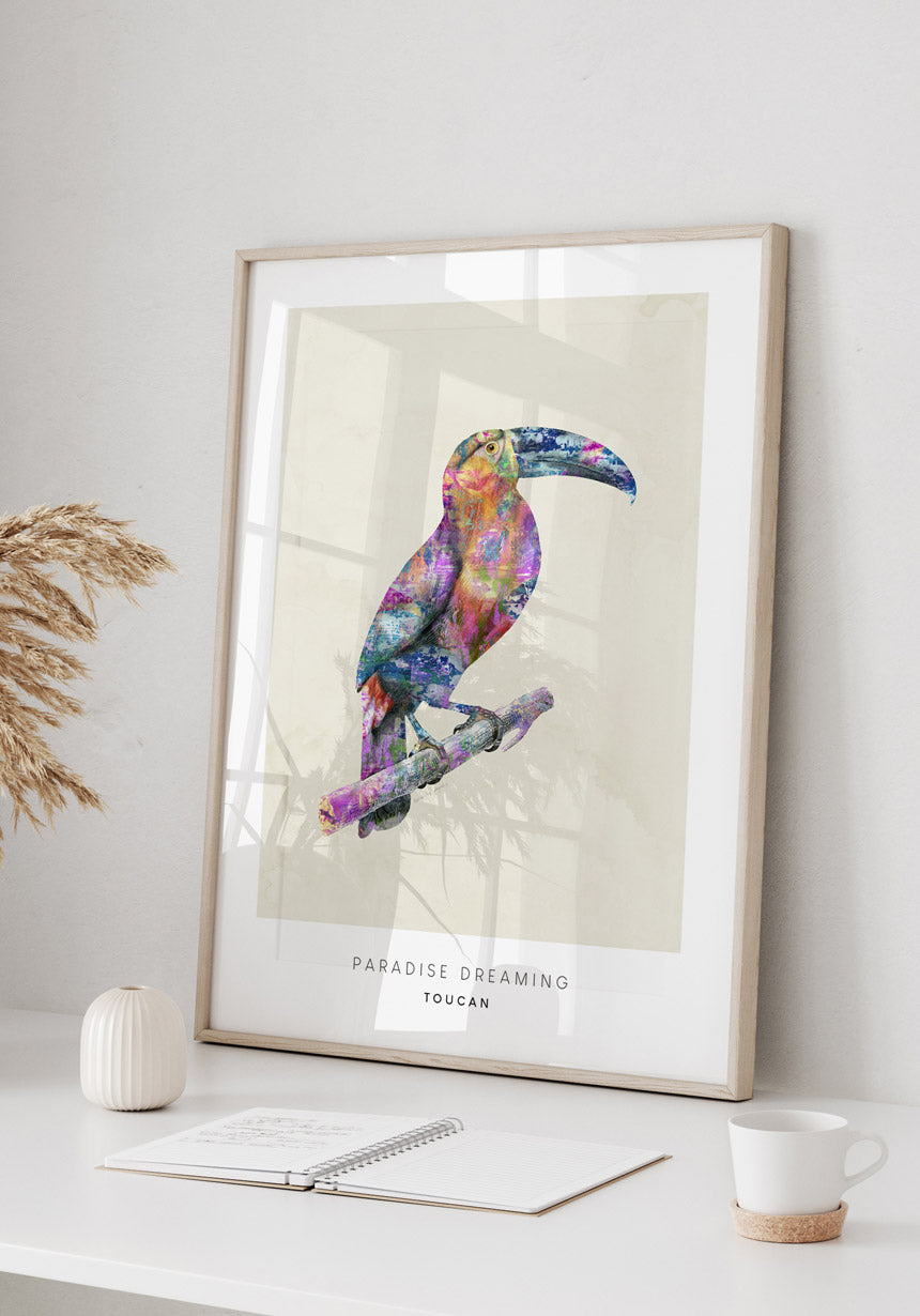 Poster Illustration Tukan on white wall