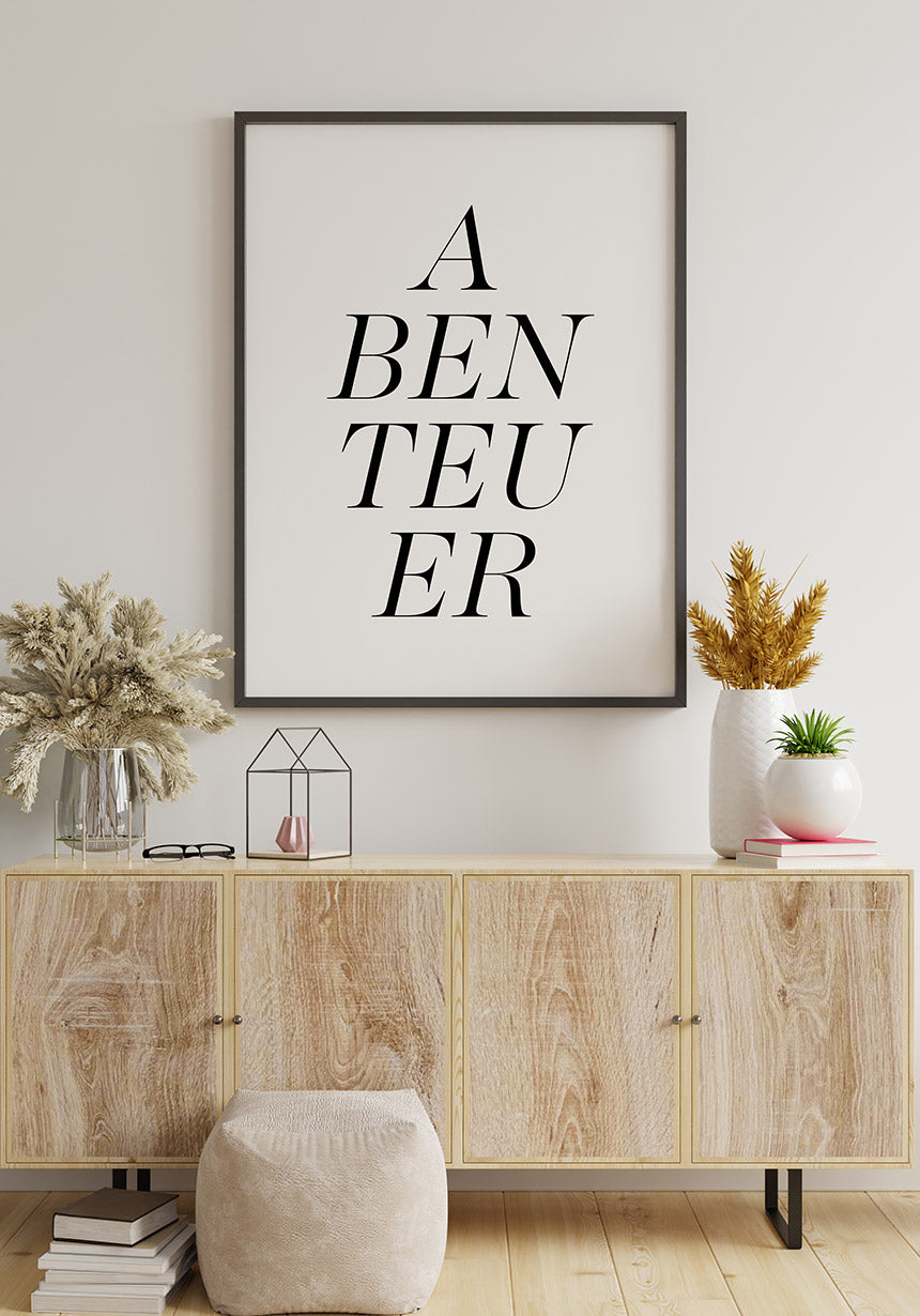'Adventure' Typography Poster Living Room