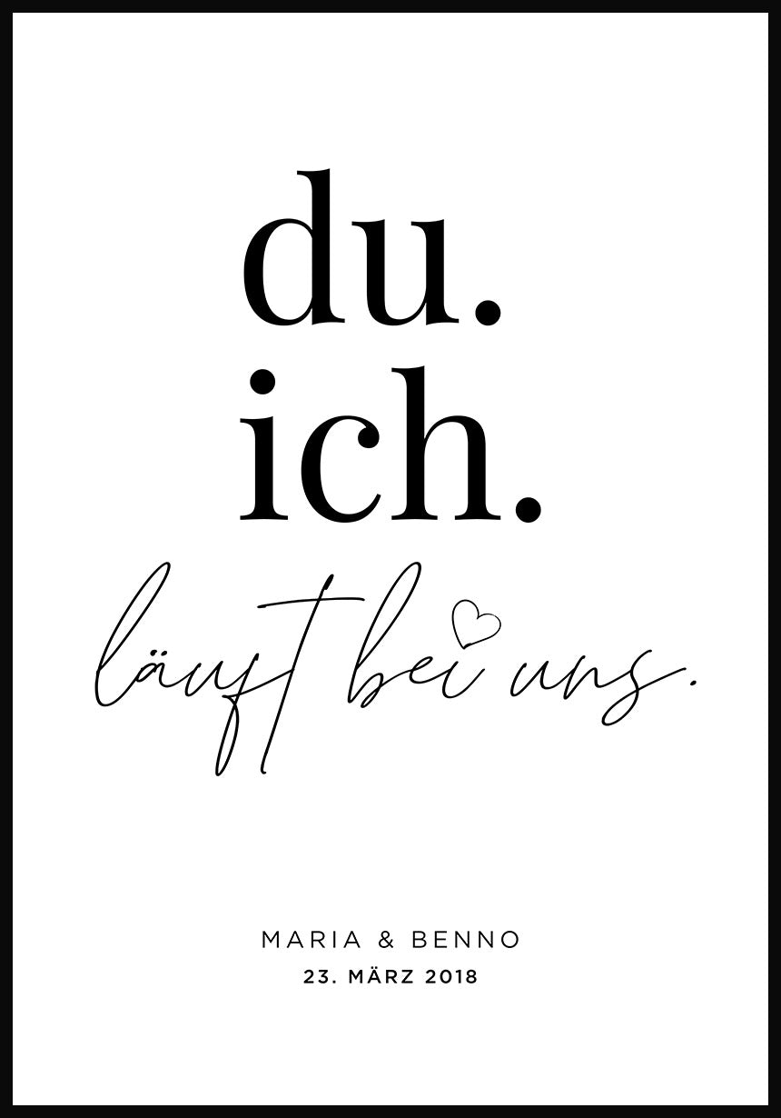 personalisierbares Poster du. ich. läuft bei uns
