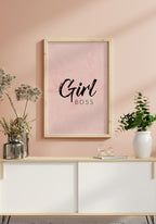 Typography Poster girl boss mary kay in wooden frame