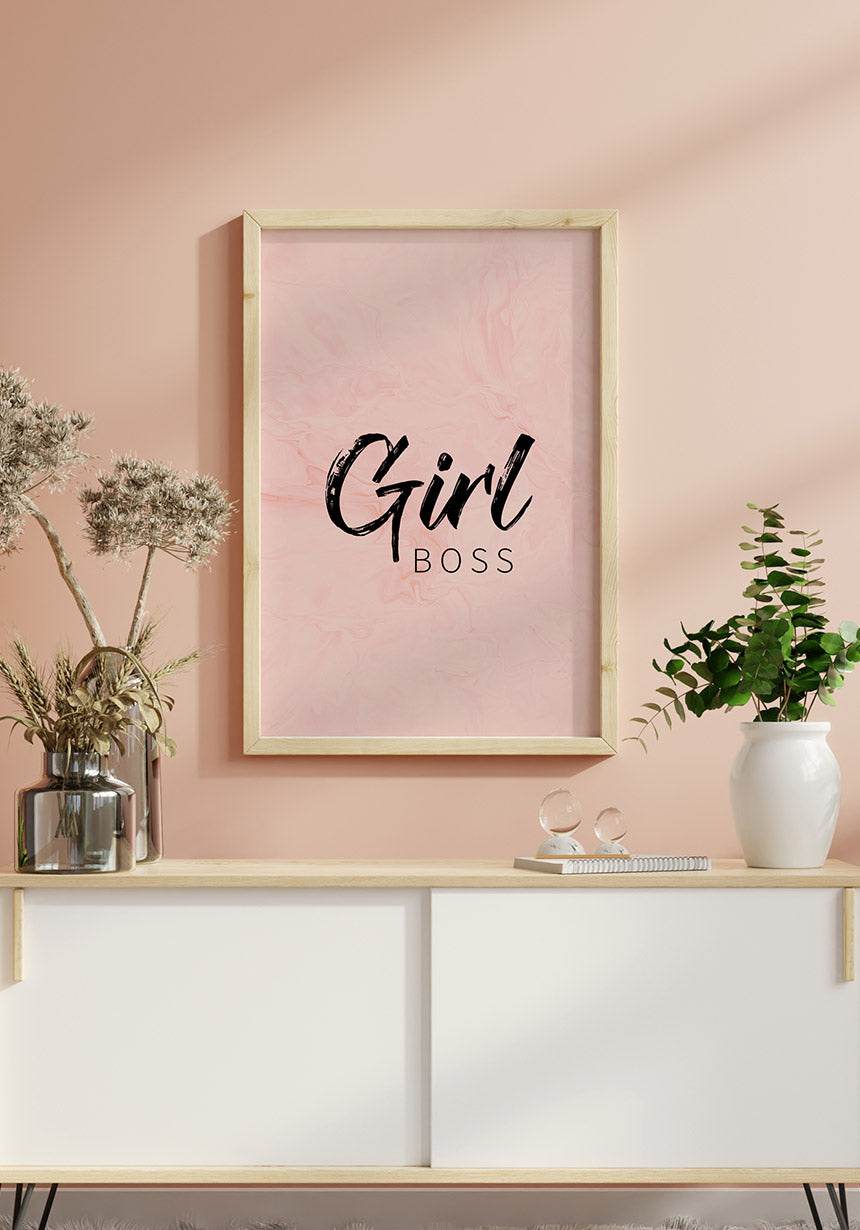 Typography Poster girl boss mary kay in wooden frame