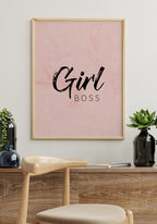 Typography Poster girl boss mary kay about sideboard