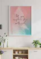 Poster Typography let your confidence shine mary kay in white frame in the living room