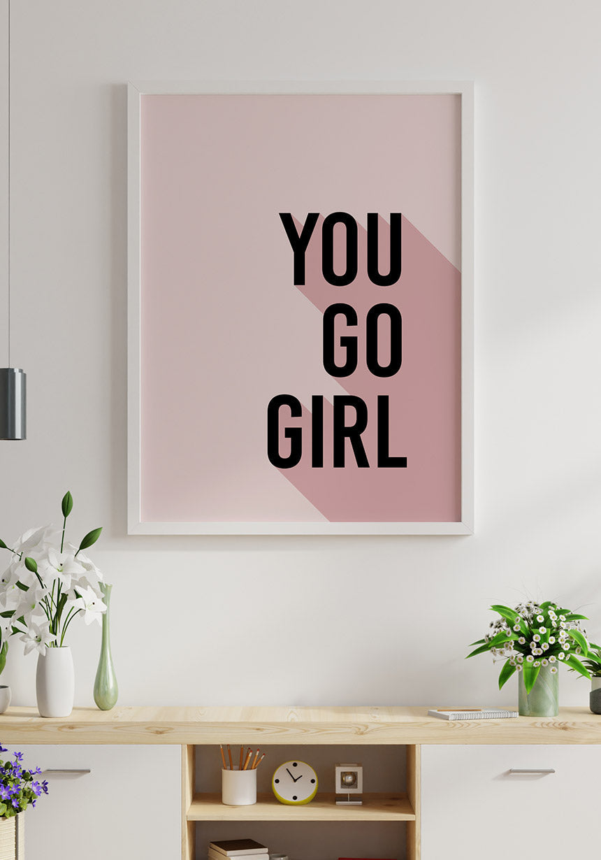 Poster Typography You go girl mary kay in white frame