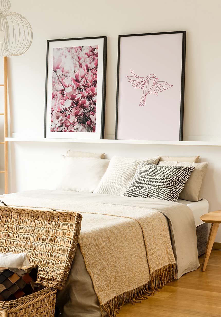 Poster vogel Line Art Illustration in the bedroom