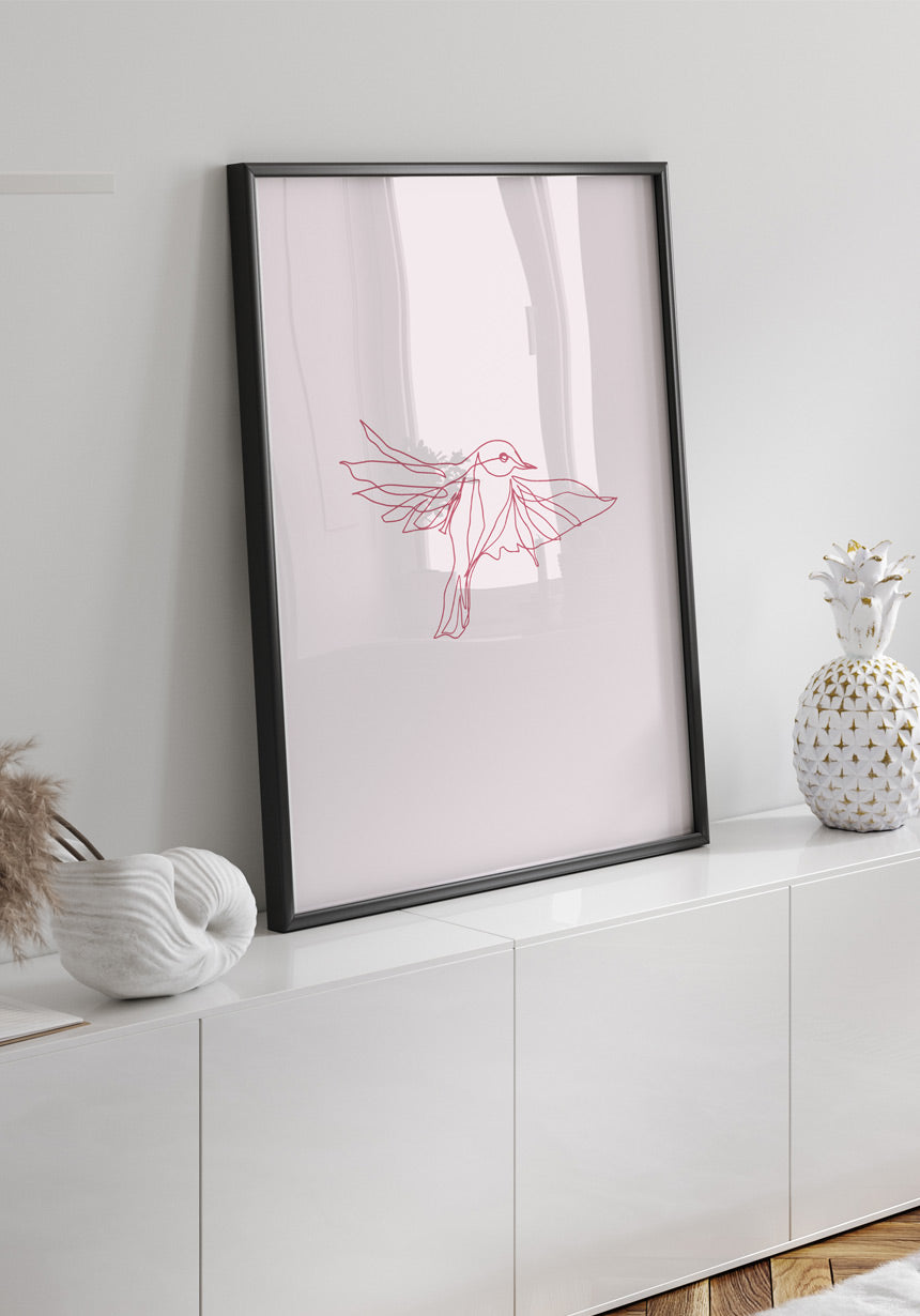 Poster vogel Line Art Illustration Living Room Poster