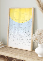 Poster bird scarf in the sun in the wooden frame
