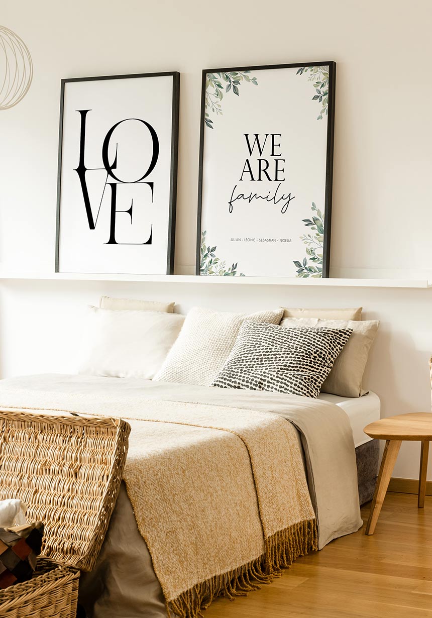We are family personalisierbares Poster mit Eukalyptus Bilderwand