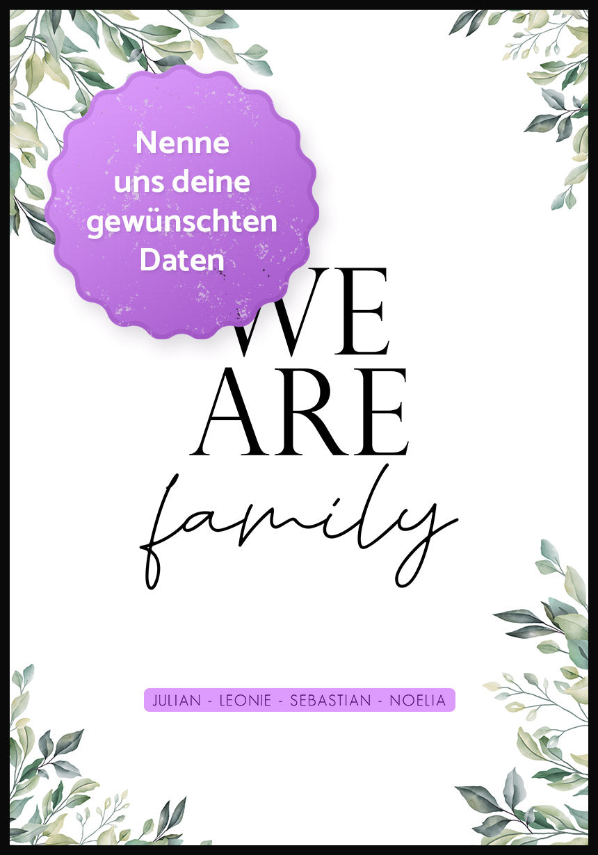We are family personalisierbares Poster mit Eukalyptus mit deinen Daten