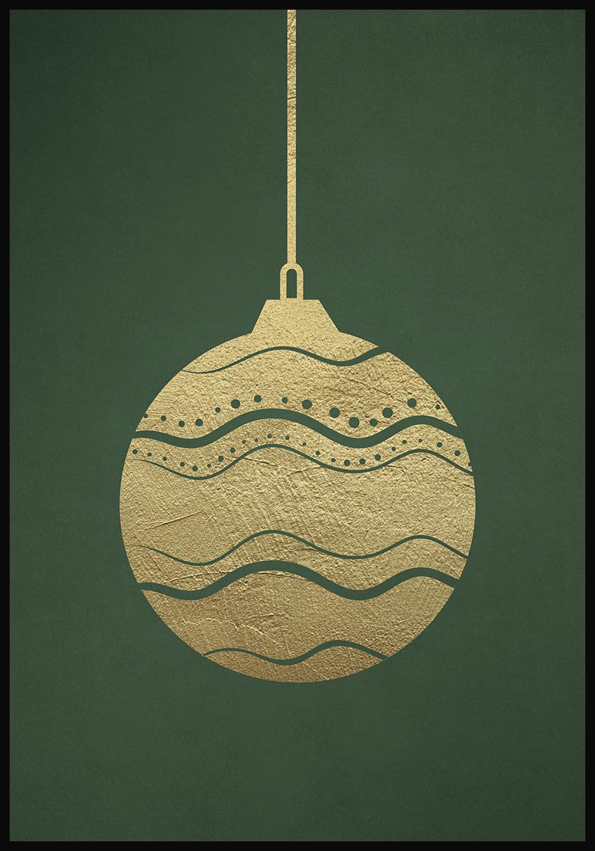 Poster golden Christmas tree ball