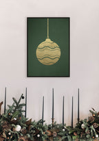 Poster golden Christmas tree ball above the fireplace