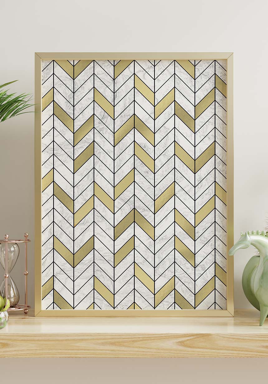 White-Golden Marble Texture Poster