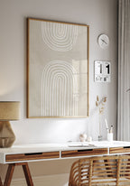 illustration poster white rainbow above desk