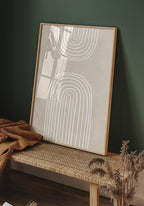 illustration poster white rainbow on green wall