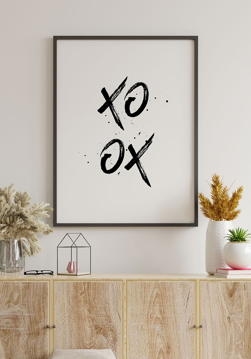 Xo Hugs and Kisses Poster black white