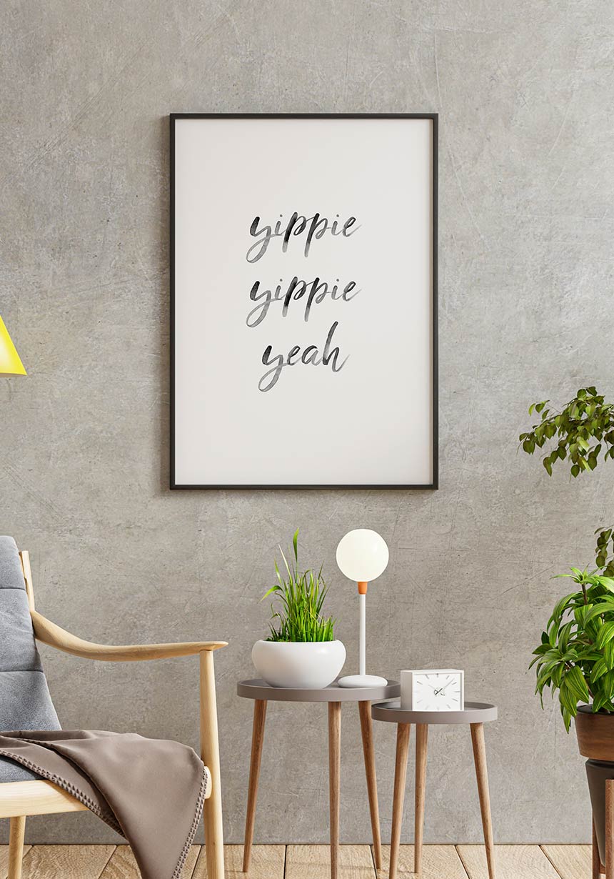 Poster yippie yippie yeah on concrete wall