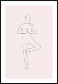 Poster Yoga Line Art Tree Pose Pink