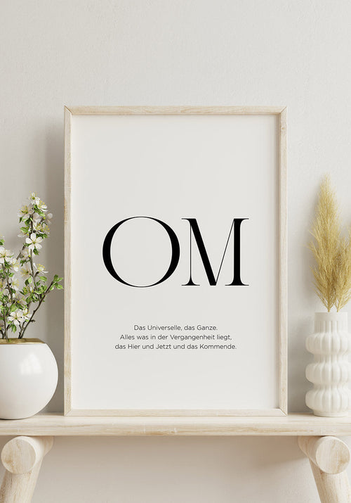 Poster Yoga OM Typography in Wooden Frame
