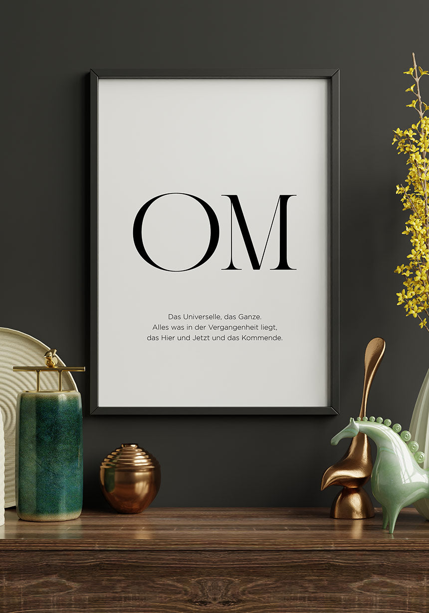 Poster Yoga OM Typography on dark wall
