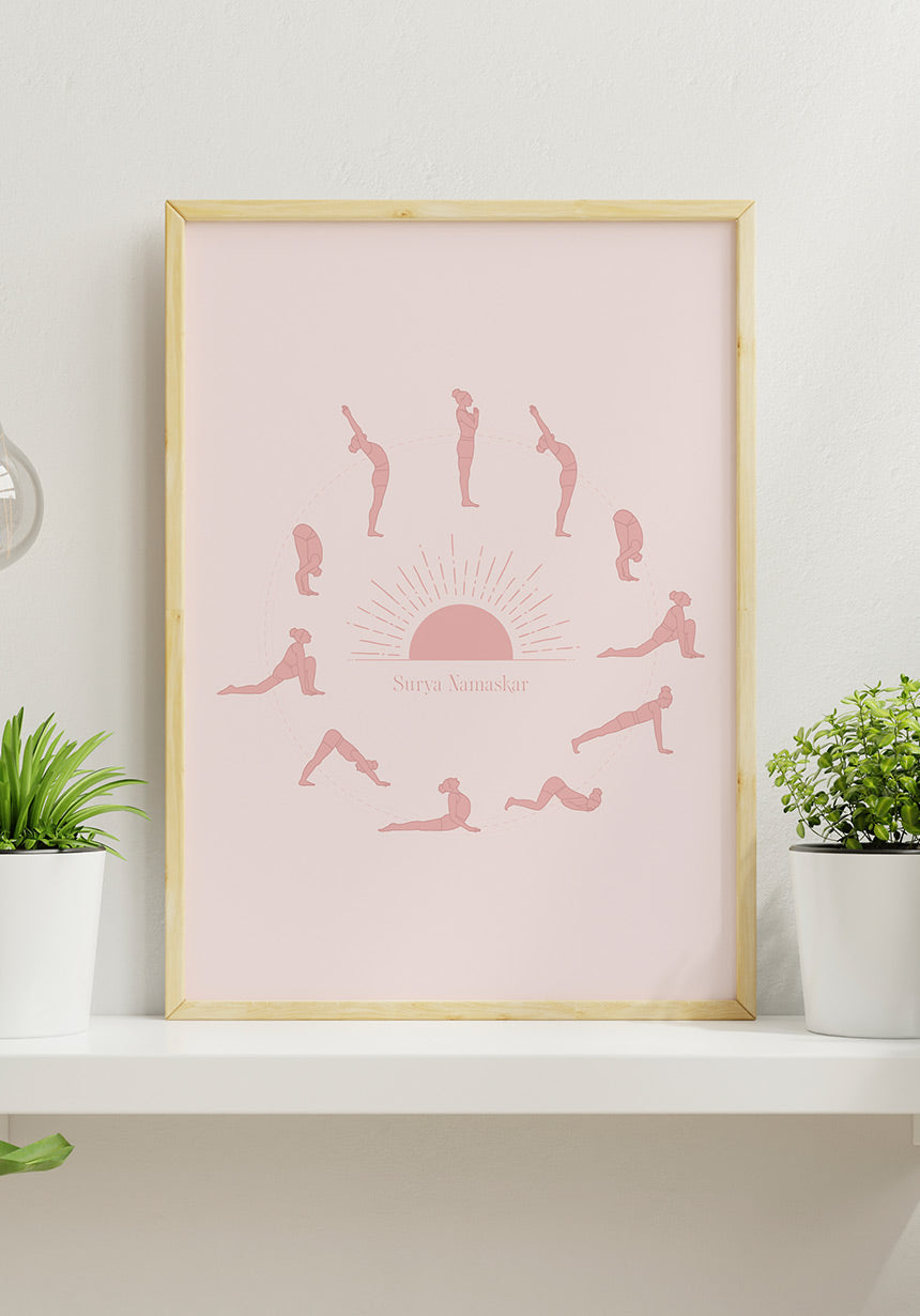Poster Yoga Sunflower surya namaskar in the living room
