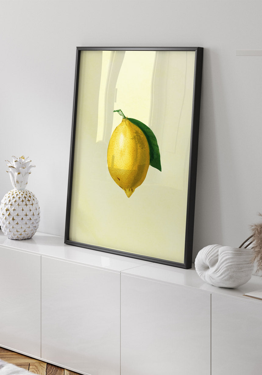 Poster lemon with leaf in the living room