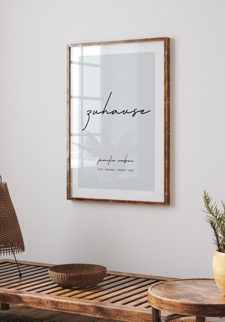 Zuhause - Personalisierbares Poster mit Familienname