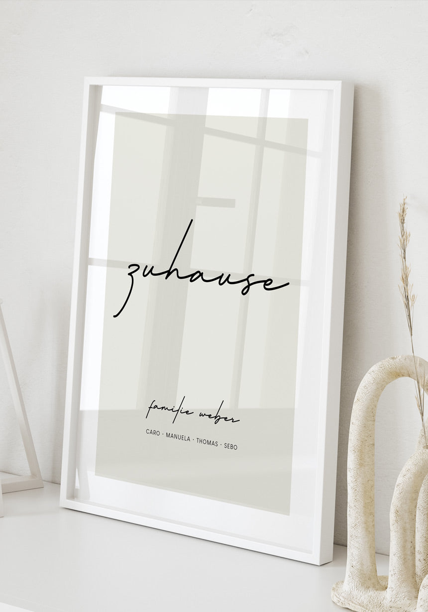 Zuhause - Personalisierbares Poster mit Familienname grün