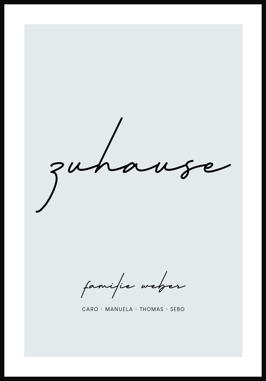 Zuhause - Personalisierbares Poster mit Familienname Geschenk