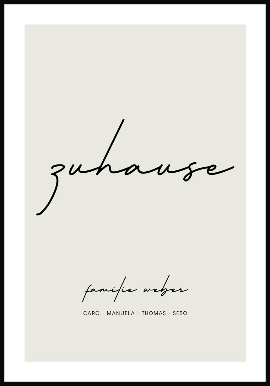Zuhause - Personalisierbares Poster mit Familienname individuell