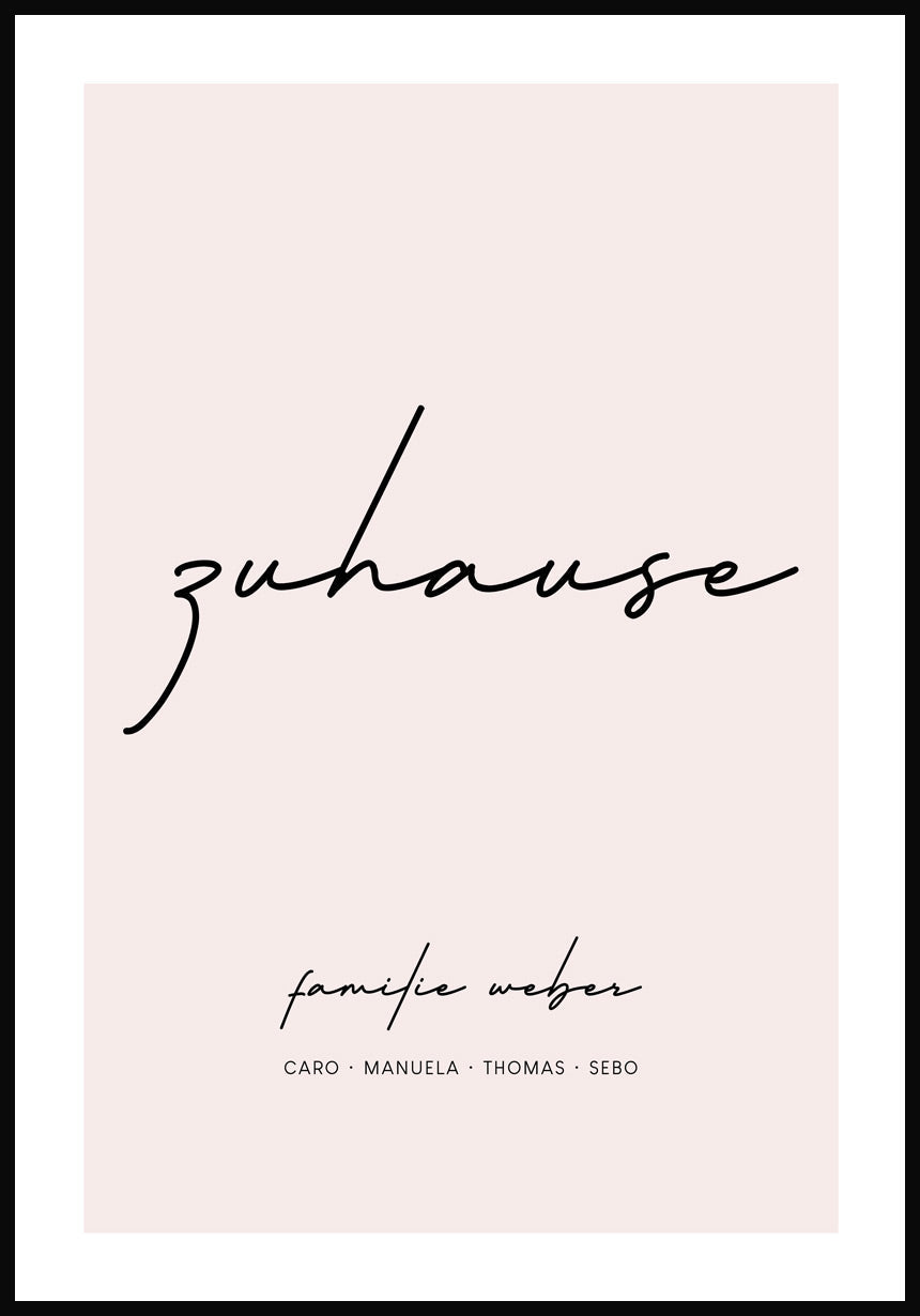 Zuhause - Personalisierbares Poster mit Familienname Typografie