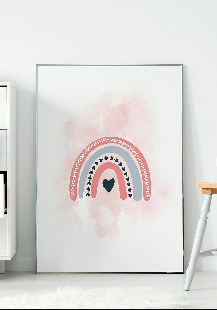 Rainbow poster children pink on wall