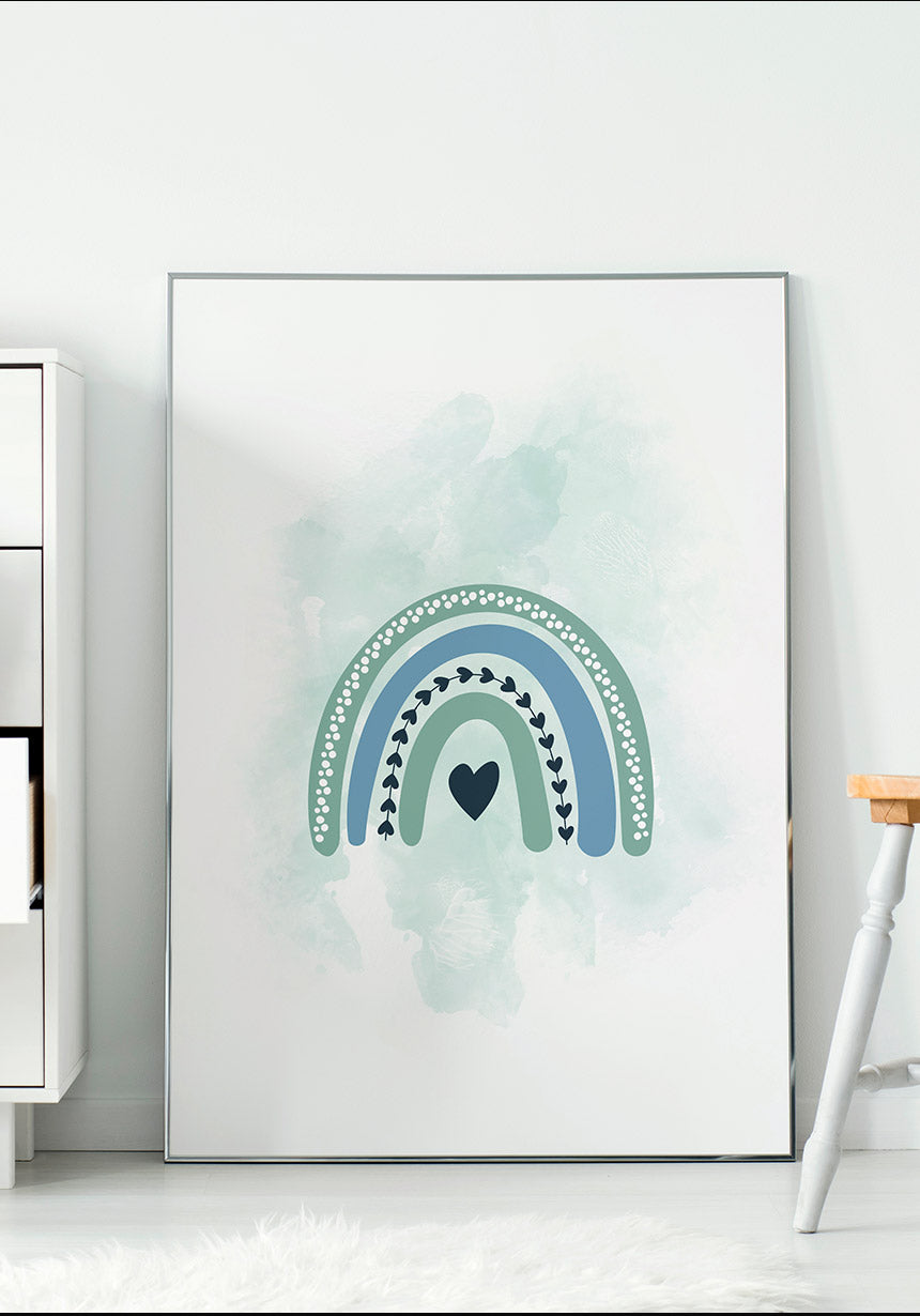 Rainbow Poster Children's turquoise on wall