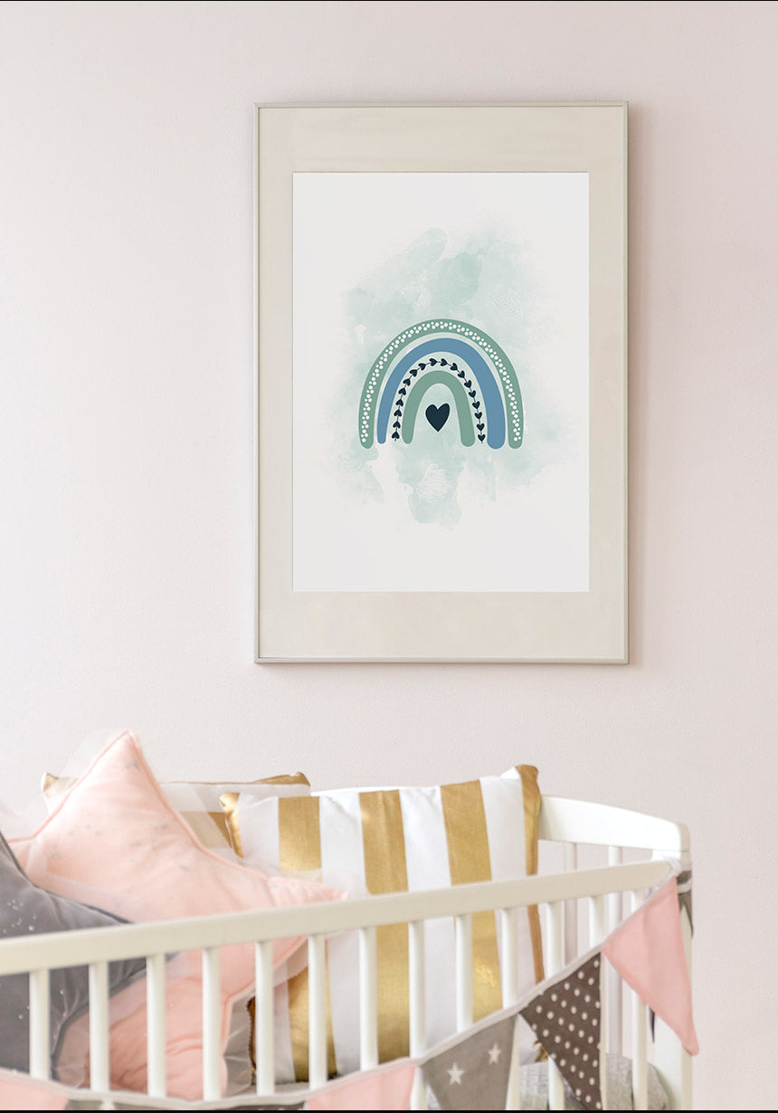 Rainbow Poster Children's turquoise over cot