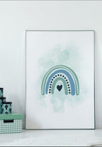 Rainbow Poster Children's turquoise within the frame