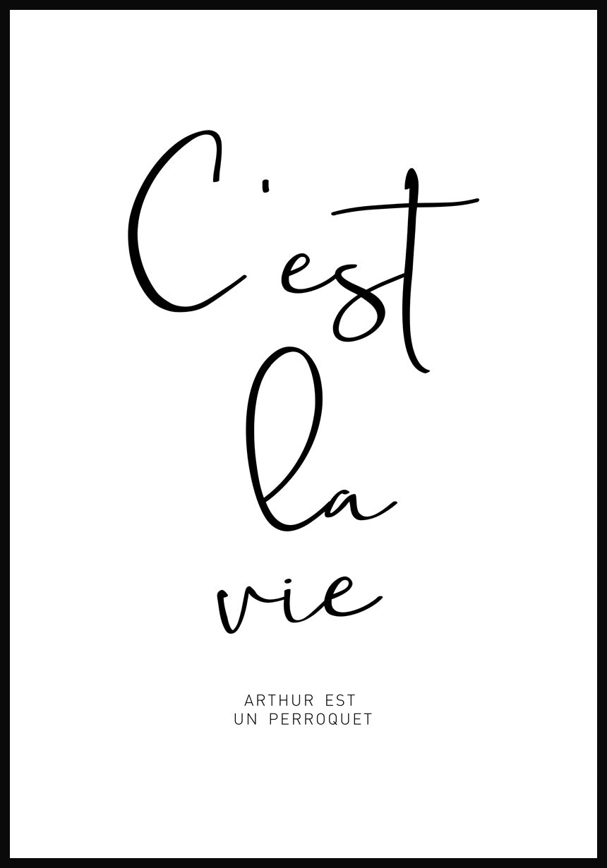 Cest la vie Typography Poster black and white