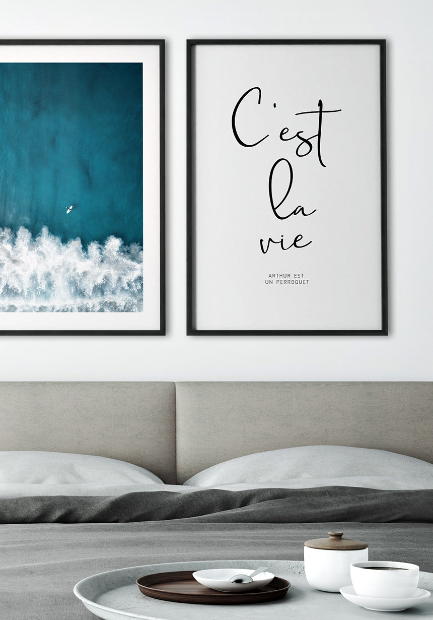 Cest la vie Typography Poster black and white