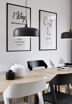 Cest la vie Typography Poster black-white in the dining room
