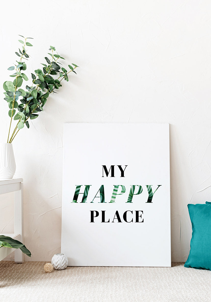 Poster my happy place on the wall