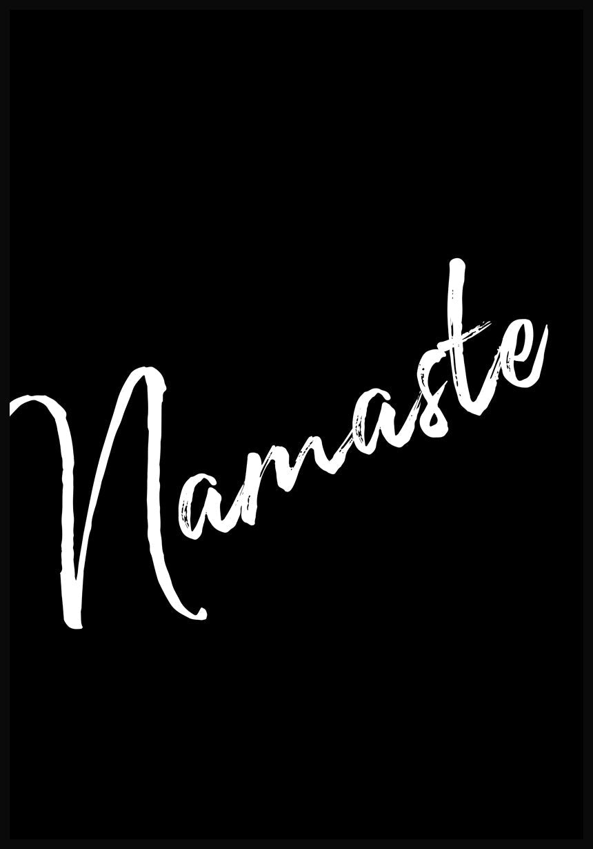 Namaste Yoga Poster white on black