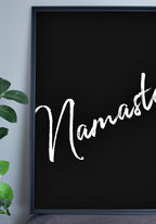 Namaste Yoga Poster white on black