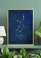 Poster illustration on blue background in the living room