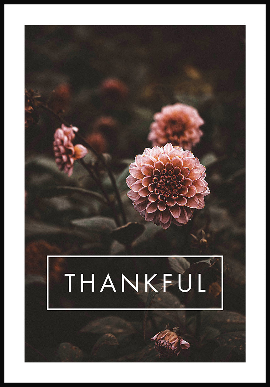 Thankful poster with flowers