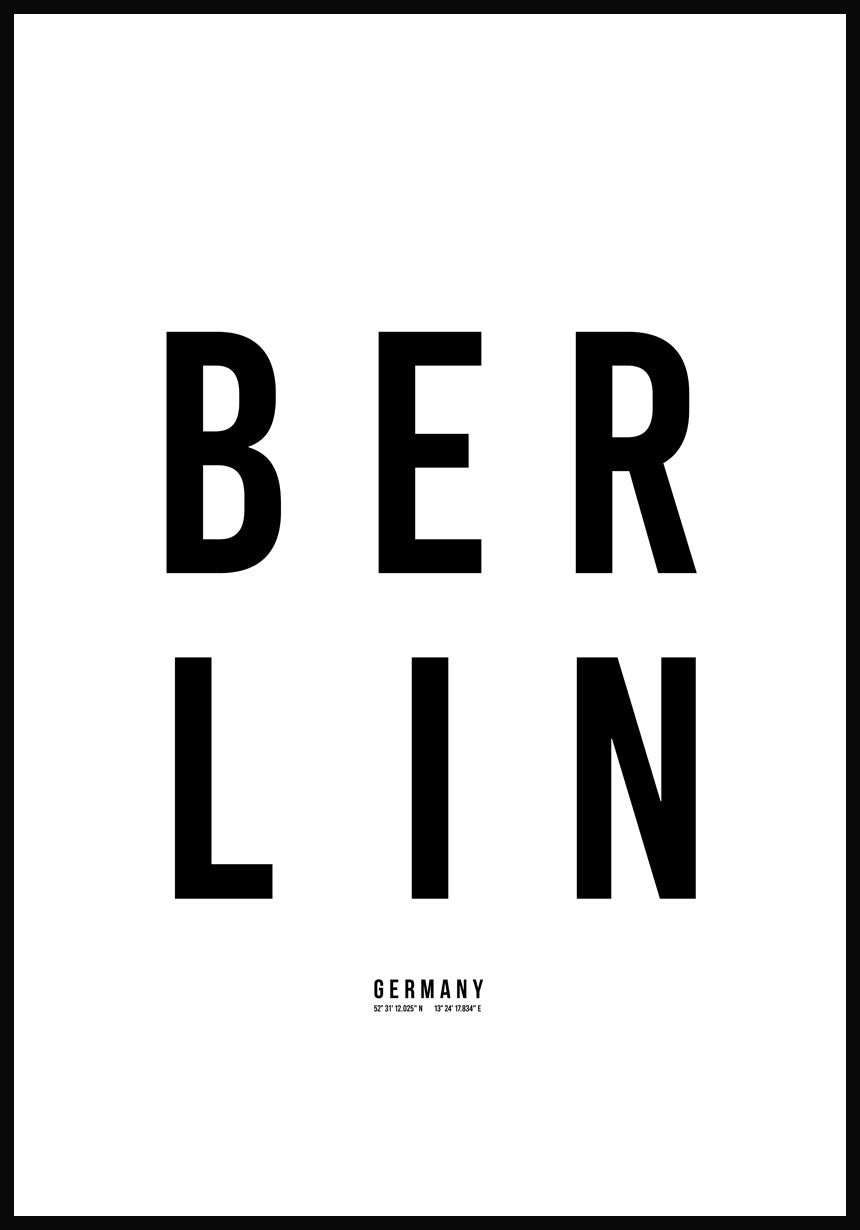 Berlin Typography poster black white