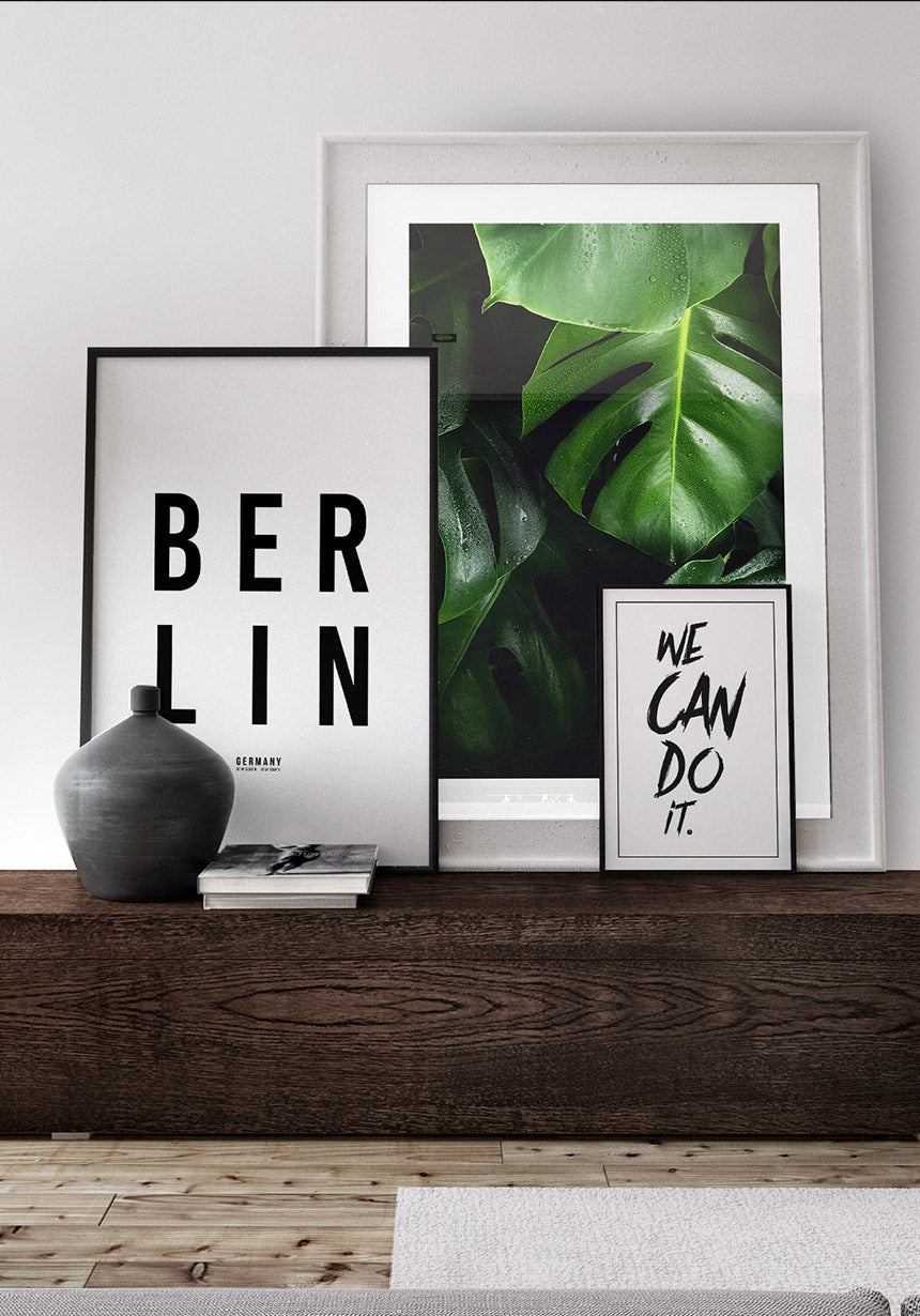Berlin typography poster black white picture wall