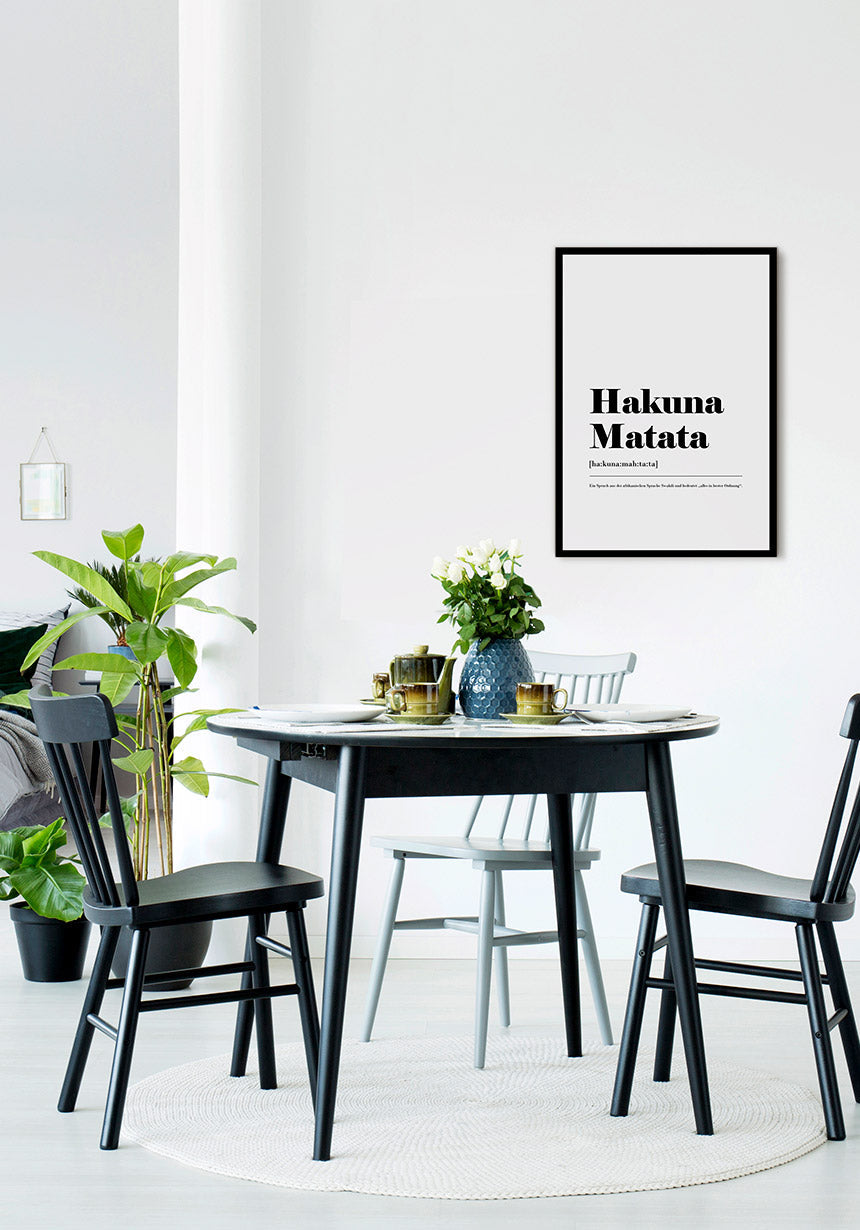 Hakuna Matata Typography Poster in Kitchen
